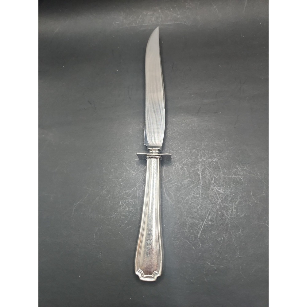 Vintage Sterling Silver Handle Steak Carving Knife Art Deco Fluted Old French